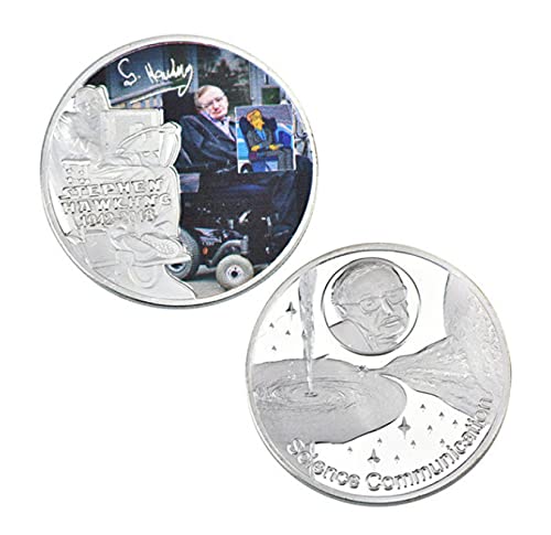 ZKPNV Monedas Conmemorativas Stephen Hawking Juego De Monedas De Coleccionista De Metal Plateado Moneda Criptográfica De Réplica De Euro De Doble Cara para Regalo De Cumpleaños