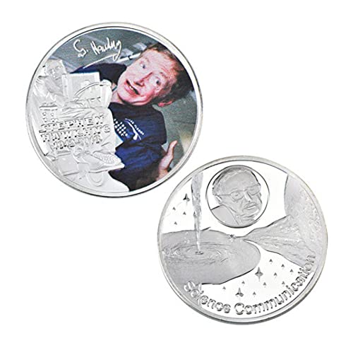 ZKPNV Monedas Conmemorativas Stephen Hawking Juego De Monedas De Coleccionista De Metal Plateado Moneda Criptográfica De Réplica De Euro De Doble Cara para Regalo De Cumpleaños