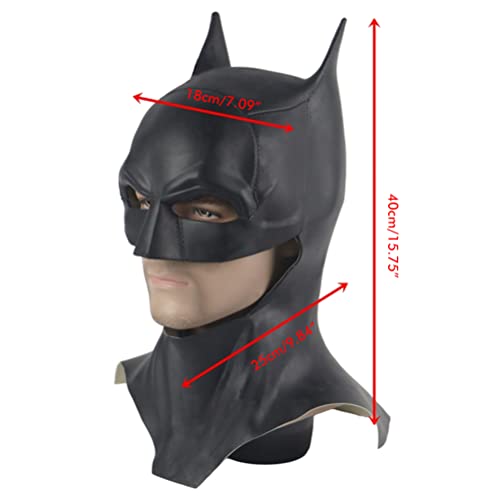 ZMOOPE Máscara de látex para cosplay de la película de Batman 2022, accesorios novedosos para disfraz de fiesta, talla única, negro, circunferencia de la cabeza 55-62 cm