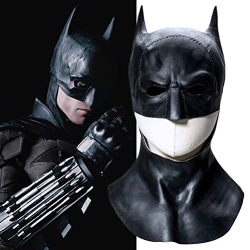 ZMOOPE Máscara de látex para cosplay de la película de Batman 2022, accesorios novedosos para disfraz de fiesta, talla única, negro, circunferencia de la cabeza 55-62 cm