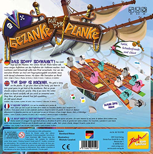 Zoch 601105159 - El emocionante Juego de Piratas de 2 a 4 Jugadores, Juego Familiar Ideal para niños y niñas a Partir de 6 años