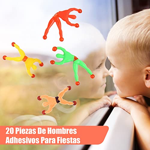 ZOCONE 20 PCS Escaladores de Pared Pegajosos, Juguete de Escaladores de Ventana Elástica Escaladores Pegajosos Multicolor, Relleno de Piñatas de Cumpleaños Regalo para Niños Cumpleaños Fiesta