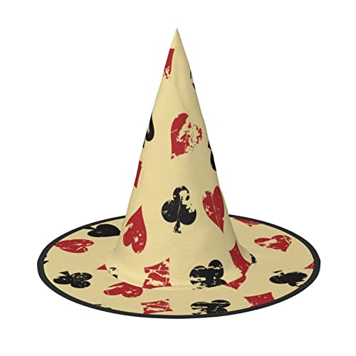 ZORIN Sombrero de bruja de Halloween para adultos, sombreros de mago, disfraz retro, símbolo de naipes, sombrero de brujas, decoraciones de Halloween, accesorio de disfraz para Halloween, fiesta de