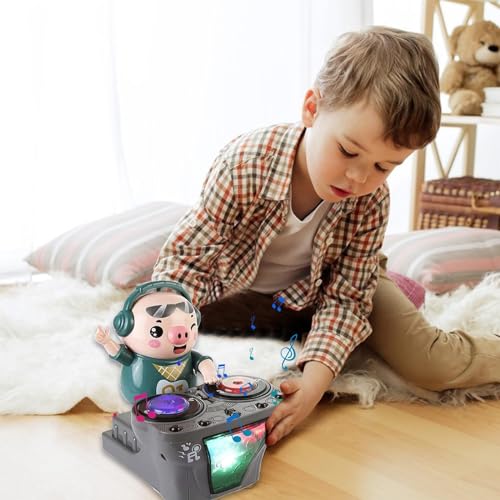 ZTMHRG DJ Rock Pig Toy, Divertido Y Lindo Baile Eléctrico DJ Piggy Toy con Luces Coloridas Y 5 Canciones Música Dinámica Swinging Piggy para Niños Juguetes Educativos Iluminados