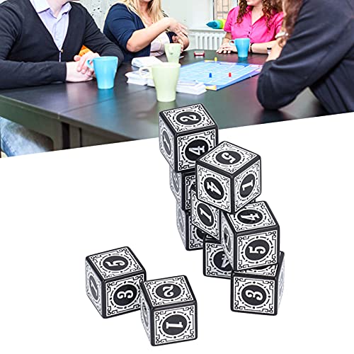 01 02 015 D6 Polyhedral Dice, Party 10pcs Juego de Dados de 6 Lados Juego de Dados Poliédricos Acrílicos para Juegos de Mesa para Juegos de rol(Aceite Blanco)