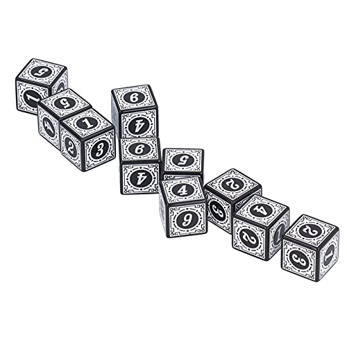 01 02 015 D6 Polyhedral Dice, Party 10pcs Juego de Dados de 6 Lados Juego de Dados Poliédricos Acrílicos para Juegos de Mesa para Juegos de rol(Aceite Blanco)