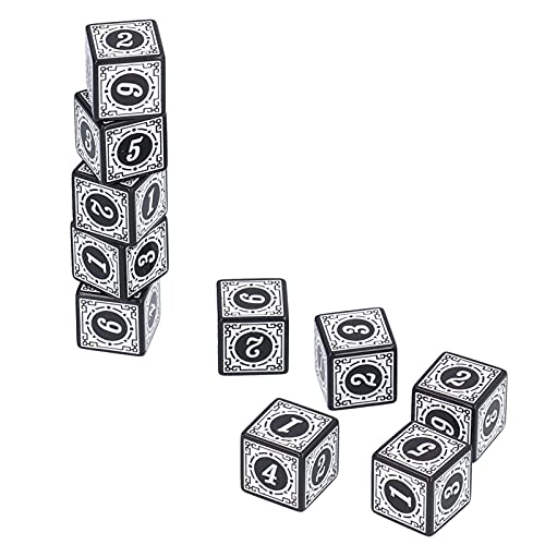 01 02 015 D6 Polyhedral Dice, Party 10pcs Juego de Dados de 6 Lados Juego de Dados Poliédricos Acrílicos para Juegos de Mesa para Juegos de rol(Aceite Blanco)