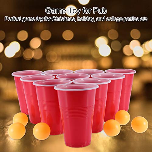 01 Juego de Beer Pong, Juego de Beer Pong Que Incluye 24 Vasos Rojos y Pelotas de Ping Pong, Juguete para Fiestas, Pub, Vasos para Beber, Juguete para Fiestas