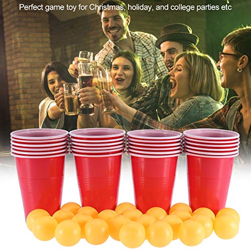 01 Juego de Beer Pong, Juego de Beer Pong Que Incluye 24 Vasos Rojos y Pelotas de Ping Pong, Juguete para Fiestas, Pub, Vasos para Beber, Juguete para Fiestas