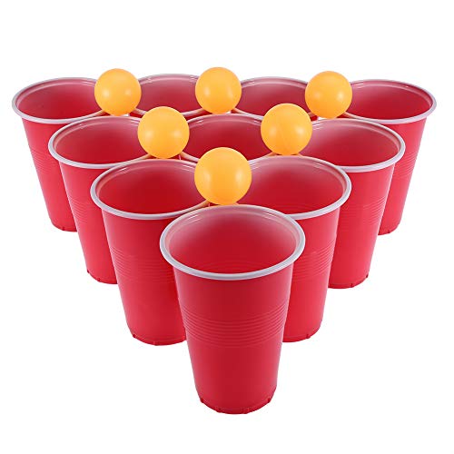 01 Juego de Beer Pong, Juego de Beer Pong Que Incluye 24 Vasos Rojos y Pelotas de Ping Pong, Juguete para Fiestas, Pub, Vasos para Beber, Juguete para Fiestas