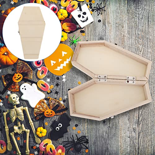 1 Caja Caja De Ataúd De Halloween Ataúdes y Ataúdes De Halloween Rellenables Caja Con Bisagras Accesorios De Miedo Caja De Regalos Bandeja De Ataúd Caso De Siniestro De Madera