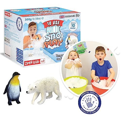 10 Use Arctic SnoPlay con 2 Juguetes de Zimpli Kids, sensorial, mágicamente Convierte el Agua en Nieve Artificial Falsa instantánea, valioso para niños o niñas
