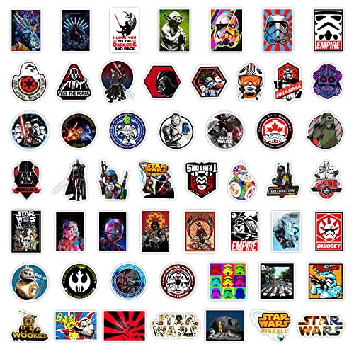 100 Uds Star Wars Pegatinas para Botellas de Agua Portátiles,Maleta,Bicicletas,Monopatín,Guitarra,Casco,Equipaje,Coche,Star Wars Impermeable Stickers de Vinilo para Niños y Niñas,Adolescentes