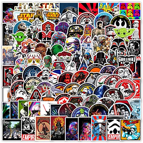 100 Uds Star Wars Pegatinas para Botellas de Agua Portátiles,Maleta,Bicicletas,Monopatín,Guitarra,Casco,Equipaje,Coche,Star Wars Impermeable Stickers de Vinilo para Niños y Niñas,Adolescentes