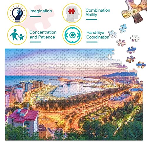 1000 Piezas De Rompecabezas- Malaga -Juego De Rompecabezas para Adultos Y Niños,Puzzle Familia,El Regalo para Amantes Y Amigos。1000pcs (75x50cm)