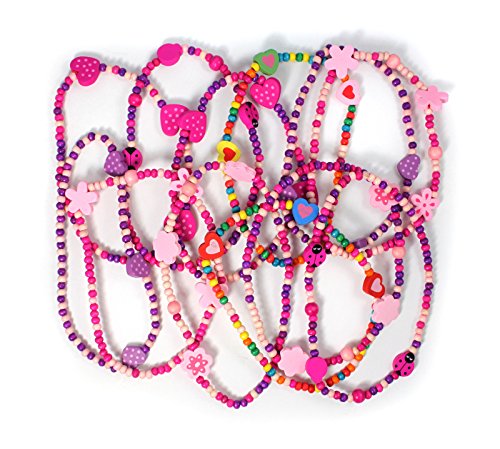 12 pulseras de princesa para niñas; relleno para bolsas de fiesta.