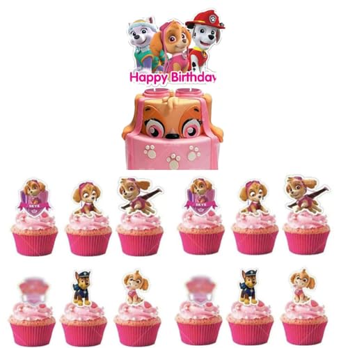 13 Piece Cake Topper Birthday Cake Topper Girls Cake Sticks Decoration Birthday Cake Decoration Cupcake Topper for Kids Girls Birthday Decoration