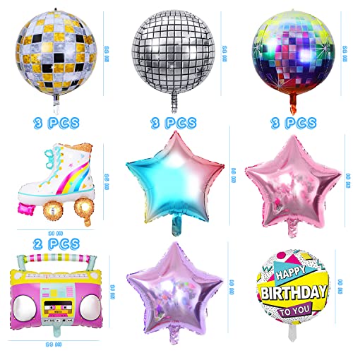 15 globos de ambiente con 1 rollo de cinta, globos discoteca de 22 pulgadas, globos estéreo 4D, globos láser coloridos, decoración de los años 70, adecuado para fiestas de cumpleaños, bodas