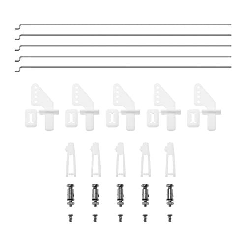 15pcs Kit de bocina de control de avión con alas fijas, 1.2 x 200 mm empujador 1.3 mm conector de empujadores accesorios de bocina de control para aviones modelos RC helicóptero RC