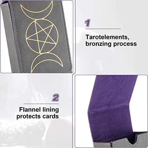 2 Paquetes Cajas de Almacenamiento de Carta de Tarot Caja de Cuero con Diseño de Sol y Luna para Cartas de Tarot Funda de Baraja de Tarot Gris Negro Caja de Cubierta de Juego Universal Tarot