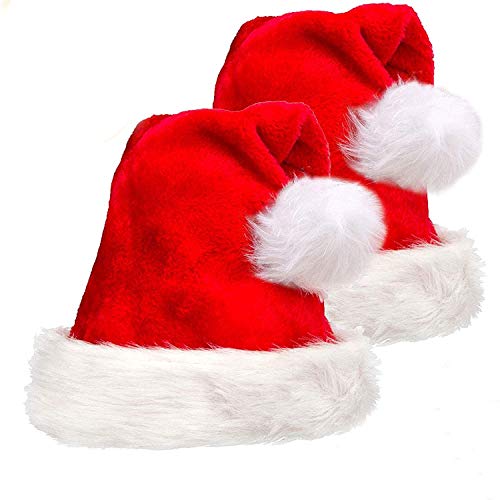 2 Pca Extra Thicken Red and White Plush Santa Hat-Christmas Classic Hat for Child (Red & White)…