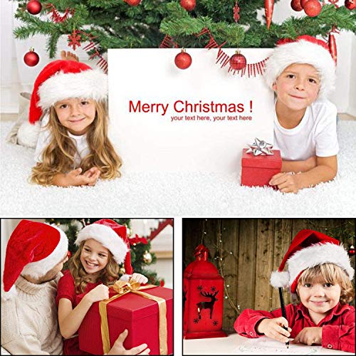 2 Pca Extra Thicken Red and White Plush Santa Hat-Christmas Classic Hat for Child (Red & White)…