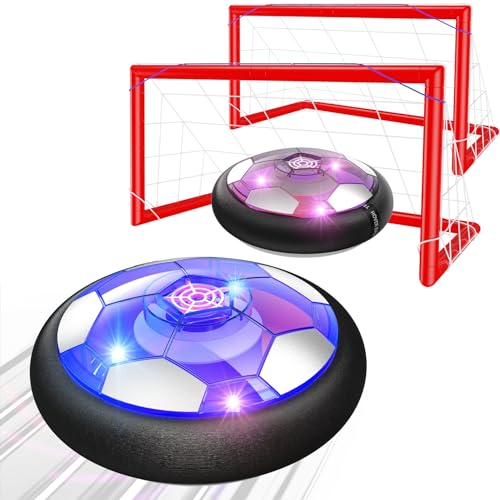 2 PCS Juego de Air Power Football con 2 Porterías, Juguetes Recargables, Balón de Fútbol con Luces LED, Balón de Fútbol Air Power para Niños, Niñas, Juegos de Interior al Aire Libre 3-12 Años