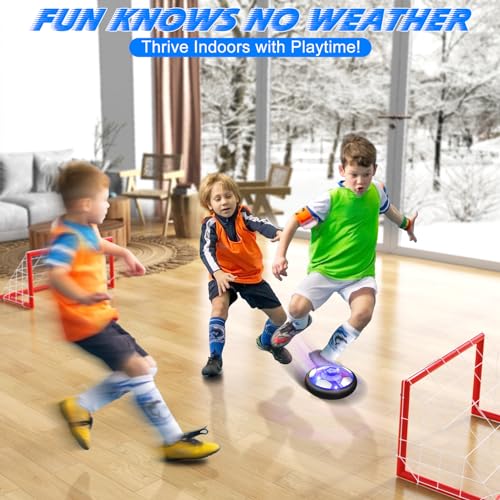 2 PCS Juego de Air Power Football con 2 Porterías, Juguetes Recargables, Balón de Fútbol con Luces LED, Balón de Fútbol Air Power para Niños, Niñas, Juegos de Interior al Aire Libre 3-12 Años