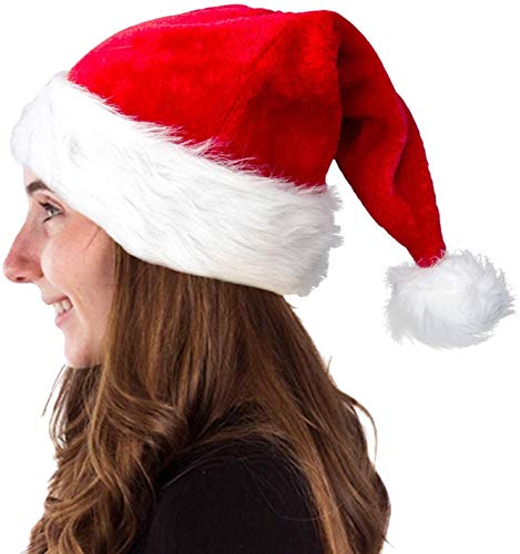 2 Pcs Red Santa Hats for Adults Teenagers Unisex Christmas Santa Clause Hats…