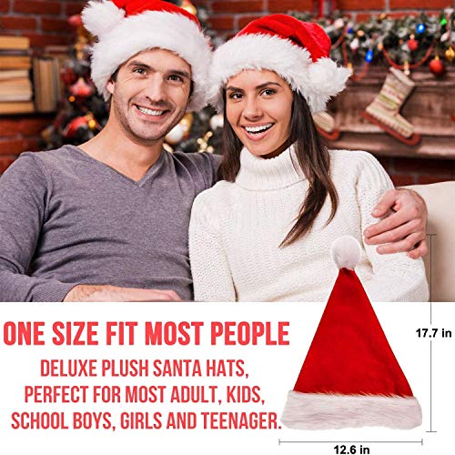 2 Pcs Red Santa Hats for Adults Teenagers Unisex Christmas Santa Clause Hats…