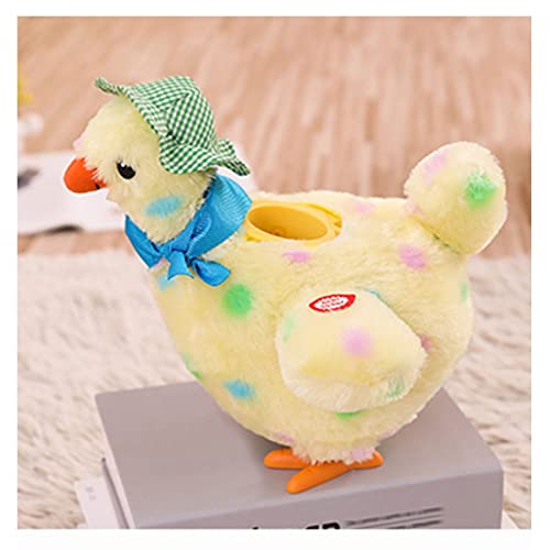 2023 Easter Plush Lay Eggs Musical Chicken, Plush Chicken Laying Eggs, Sing and Dance Lay Eggs, Crazy Plush Chicken with 3 Eggs For Easter Decoration, Easter Gift (Color : White)