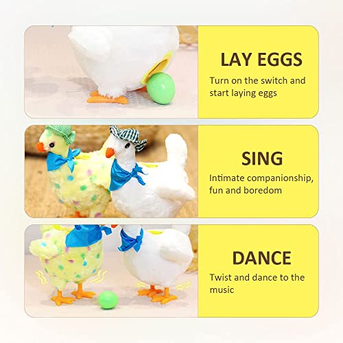 2023 Easter Plush Toys Lay Eggs Musical Chicken,Funny Chicken Animal Toy Doll Electric Crazy Plush Chicken, Plush Chicken Laying Eggs Toy Electric Stuffed Animal,Easter Gifts for Kids Boys Girls (B)