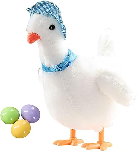 2023 Easter Plush Toys Lay Eggs Musical Chicken,Funny Chicken Animal Toy Doll Electric Crazy Plush Chicken, Plush Chicken Laying Eggs Toy Electric Stuffed Animal,Easter Gifts for Kids Boys Girls (B)