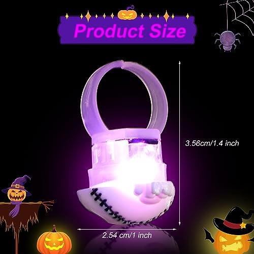 24 Piezas de Anillos de luz LED de Halloween en 3D, Anillos de Halloween Anillos Brillantes de Juguete para Niños y Adultos Anillos de Halloween para Fiestas Anillos de Halloween Regalos de Fies