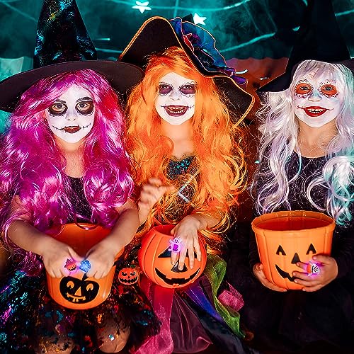 24 Piezas de Anillos de luz LED de Halloween en 3D, Anillos de Halloween Anillos Brillantes de Juguete para Niños y Adultos Anillos de Halloween para Fiestas Anillos de Halloween Regalos de Fies