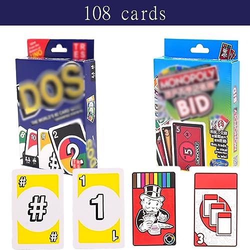 2PCS Cartas,Monopoly Juego De Cartas BLD, Juego Familiar De Cartas Dos, De 2 A 10 Jugadores, Apto para Niños A Partir De 7 Años, Un Regalo Iideal para Niños.