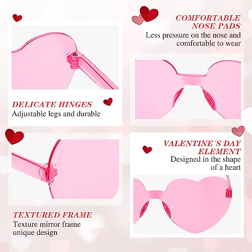 3 Gafas de Sol de Corazón sin Montura Gafas de Fiesta de Carnaval de Color Caramelo Lentes Transparentes de Corazón Gafas de Disfraz Divertidas para Mujer Fiesta Años 90 (Rosa)