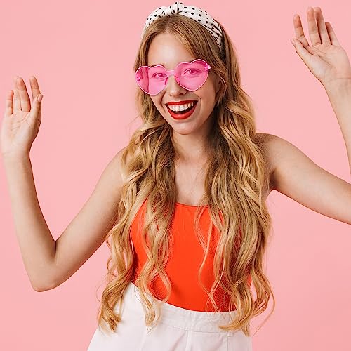 3 Gafas de Sol de Corazón sin Montura Gafas de Fiesta de Carnaval de Color Caramelo Lentes Transparentes de Corazón Gafas de Disfraz Divertidas para Mujer Fiesta Años 90 (Rosa)