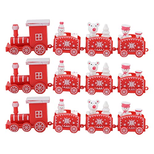 3 Juegos de Minidecoraci¨®n Exquisita, Juegos de Trenes, Juegos de Veh¨ªculos, Decoraciones Navide?as Peque?as, Decoraci¨®n de Pasteles, Minijuego de Decoraci¨®n (Rojo)