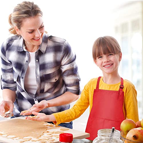 3 Pcs Delantales para Niños, Ajustable Delantal de Cocina Niño Niña 3-12 Años, Convenientes Delantal para Pintar Infantil con 2 Bolsillo, Niñito Delantal de Cocinero para Hornear Escuela(Azul)