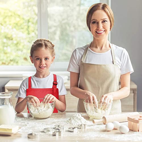 3 Pcs Delantales para Niños, Ajustable Delantal de Cocina Niño Niña 3-12 Años, Convenientes Delantal para Pintar Infantil con 2 Bolsillo, Niñito Delantal de Cocinero para Hornear Escuela(Azul)