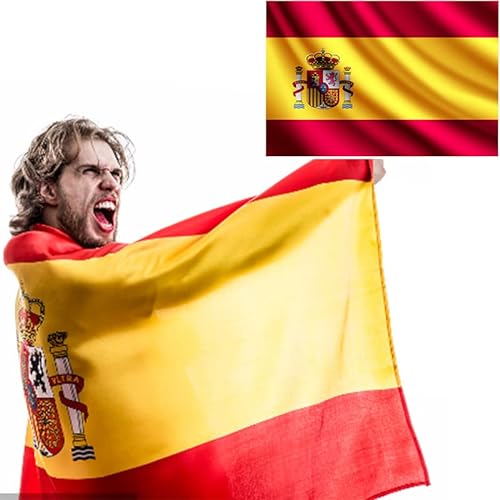 3 Pieza Banderas de España de 150 x 90 cm, banderines para el Día Nacional, Vacaciones, Fiestas, desfiles, Juegos de fútbol, Eventos Deportivos, Decoraciones de Bares