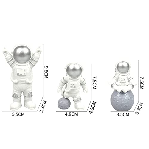 3 Piezas Adornos de Astronauta, Modelo de Figura de Astronauta, Decoraciones de Pastel de Astronauta, Aplicar para Navidad, Decoraciones Cumpleaños de Fiesta(Plata)