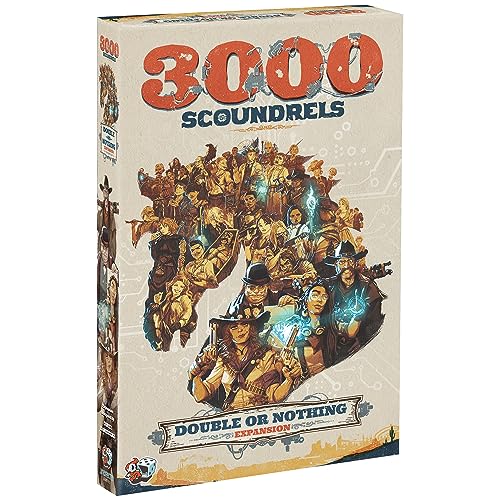 3000 Scoundrels: Double or Nothing Board Game Expansion - Mejora tus juegos con nuevas mecánicas y estrategias! Juego familiar, a partir de 12 años, 2-4 jugadores, tiempo de juego de 60 a 90 minutos,