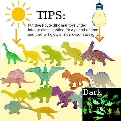 32PCS Figura de Dinosaurio Juguetes Probuk 16 Estilos Brillan en la Oscuridad Dinosaurios Juguetes,Conjunto de Figurilla Realista de pequeño Dinosaurio para educar niños Sobre Todo Tipo de Dinosaurios