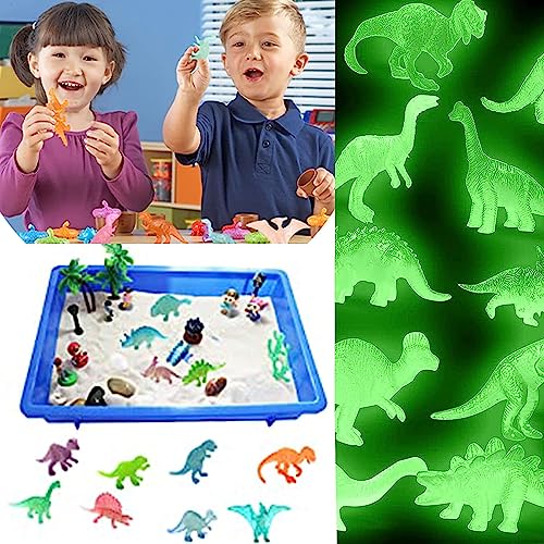 32PCS Figura de Dinosaurio Juguetes Probuk 16 Estilos Brillan en la Oscuridad Dinosaurios Juguetes,Conjunto de Figurilla Realista de pequeño Dinosaurio para educar niños Sobre Todo Tipo de Dinosaurios