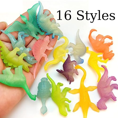 32PCS Figura de Dinosaurio Juguetes Probuk 16 Estilos Brillan en la Oscuridad Dinosaurios Juguetes,Conjunto de Figurilla Realista de pequeño Dinosaurio para educar niños Sobre Todo Tipo de Dinosaurios