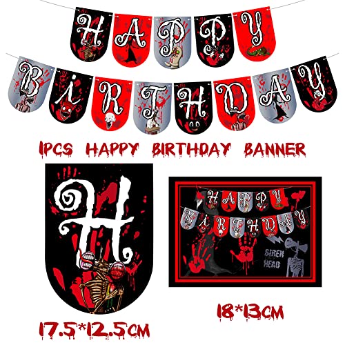 34 Pieza Juego de Terror Decoraciones de Fiesta Pancarta de Feliz Cumpleaños Cake Topper Juego de Globos para Niños Adolescentes Suministros de Fiesta