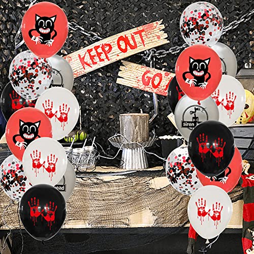 34 Pieza Juego de Terror Decoraciones de Fiesta Pancarta de Feliz Cumpleaños Cake Topper Juego de Globos para Niños Adolescentes Suministros de Fiesta