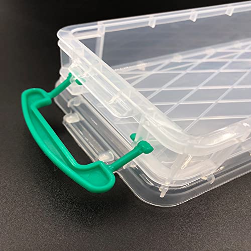 3PCS Transparente Caja de Lápices de Plástico, Caja Organizadora, Cajas de Lápices de Plástico con Tapa, para Estudiante, Niño, Escuela, Oficina(Color de Mango Aleatorio)